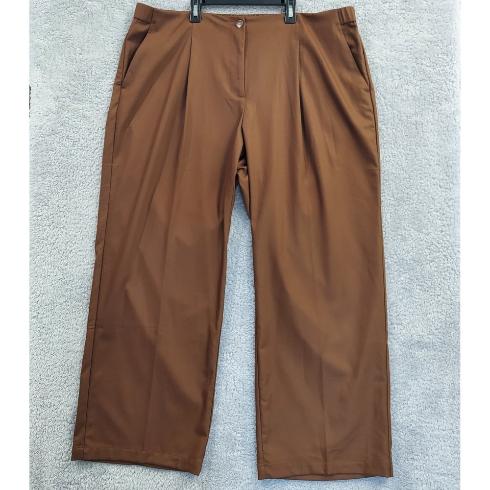 J. Jill Wide Leg Pants Women's Size 22 Brown Pleated High Rise Trouser Stretch